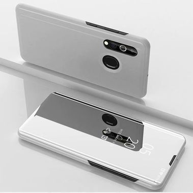 Knižkové púzdro Electroplating Mirror na Samsung Galaxy A20e - strieborný