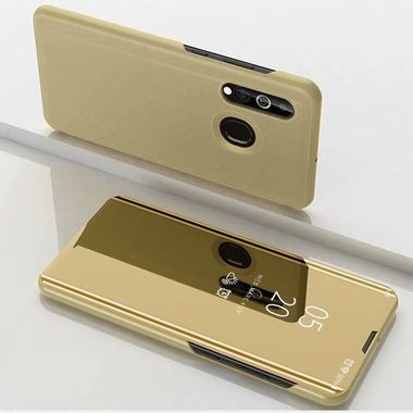 Knižkové púzdro Electroplating Mirror na Samsung Galaxy A20e - zlatá