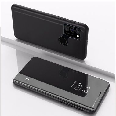 Knižkové puzdro Electroplating Mirror na Samsung Galaxy A21s - Čierny