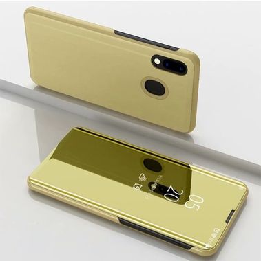 Knižkové puzdro Electroplating Mirror na Samsung Galaxy A30 - Zlatý