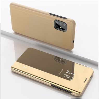 Knižkové puzdro Electroplating Mirror na Samsung Galaxy A31 - Zlatý