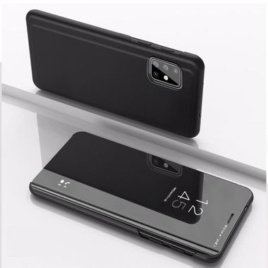 Knižkové puzdro Electroplating Mirror na Samsung Galaxy A71 5G - Čierna