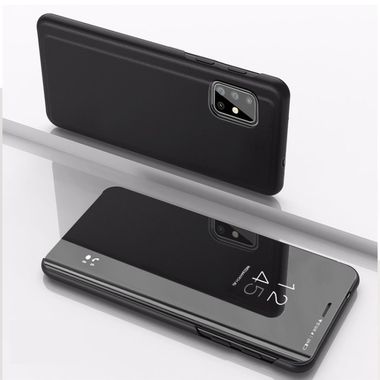 Knižkové puzdro Electroplating Mirror na Samsung Galaxy M51 - Čierna