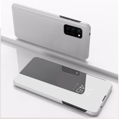 Knižkové puzdro Electroplating Mirror na Samsung Galaxy S21 Ultra 5G - Strieborná