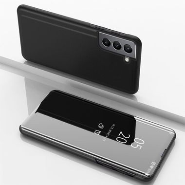 Knižkové puzdro Electroplating Mirror na Samsung Galaxy S22 5G - Čierna