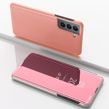 Knižkové puzdro Electroplating Mirror na Samsung Galaxy S22 5G - Ružovozlatá
