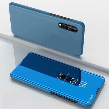Knižkové puzdro Electroplating Mirror na Xiaomi Mi 9 Lite - Modrý