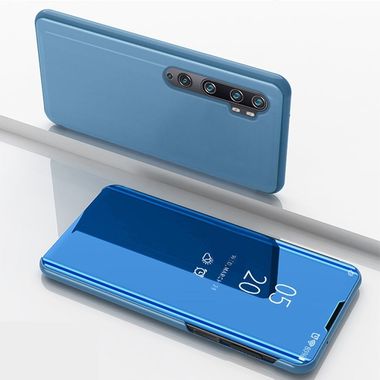 Knižkové puzdro Electroplating Mirror na Xiaomi Mi Note 10 - Modrý