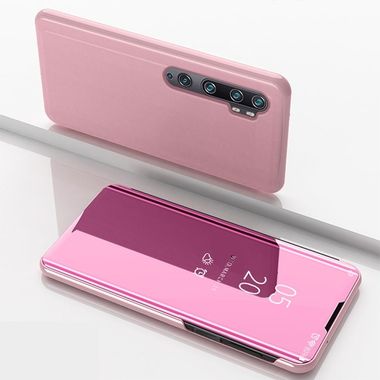 Knižkové puzdro Electroplating Mirror na Xiaomi Mi Note 10 - Ružovozlatý