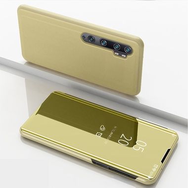 Knižkové puzdro Electroplating Mirror na Xiaomi Mi Note 10 - Zlatý