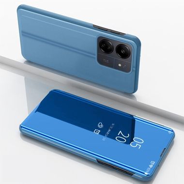 Knižkové puzdro Electroplating Mirror na Xiaomi Redmi 13C - Modrá