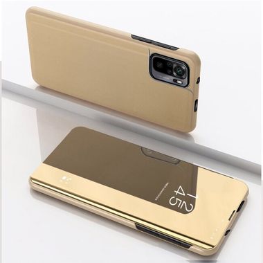 Knižkové puzdro Electroplating Mirror na Xiaomi Redmi Note 10 5G - Zlatá