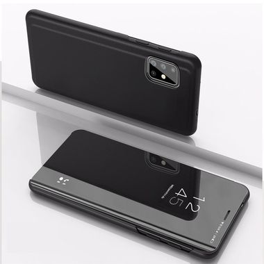 Knižkové púzdro Plated Mirror na Samsung Galaxy A51 –čierna