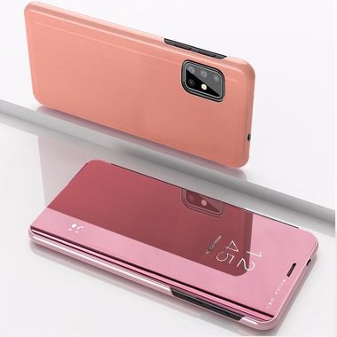 Knižkové púzdro Plated Mirror na Samsung Galaxy A51 –Rose Gold