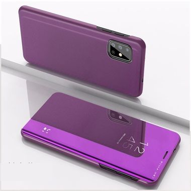 Knižkové púzdro Plated Mirror na Samsung Galaxy A71 –fialová