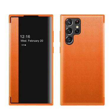 Knižkové puzdro WINDOW na Samsung Galaxy S22 Ultra 5G - Oranžová