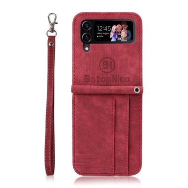 Kožený kryt BETOPNICE Buckle na Samsung Galaxy Z Flip4 - Červená