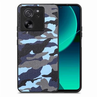Kožený kryt Camouflage na Xiaomi 13T / 13T Pro - Modrá