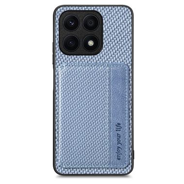 Kožený kryt Carbon Magnetic Wallet na Honor X8a - Modrá