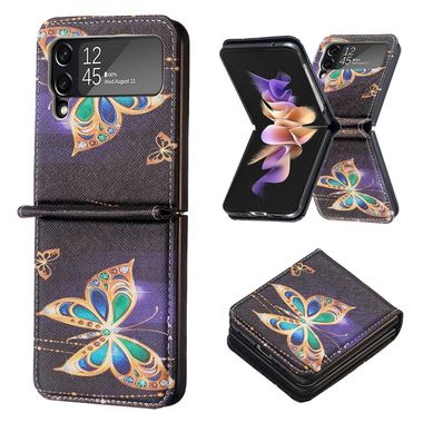 Kožený kryt Colored na Samsung Galaxy Z Flip4 - Veľký motýľ
