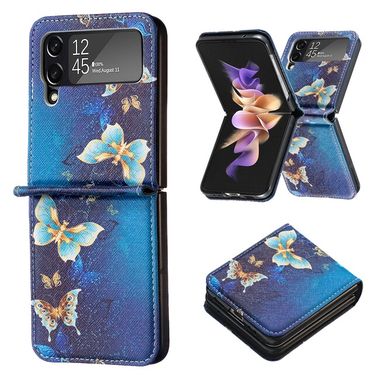 Kožený kryt Colored na Samsung Galaxy Z Flip4 - Zlatý motýľ
