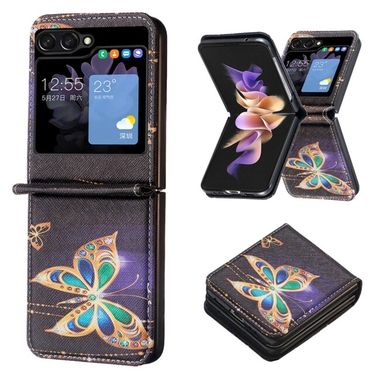 Kožený kryt Drawing na Samsung Galaxy Z Flip 5 - Veľký motýľ