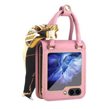 Kožený kryt Handbag na Samsung Galaxy Z Flip 5 - Ružová