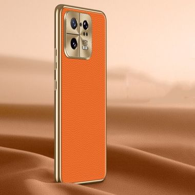 Kožený kryt LITCHI na Xiaomi 13 Pro - Oranžová
