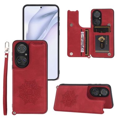 Kožený kryt MANDALA na Huawei P50 - Červená