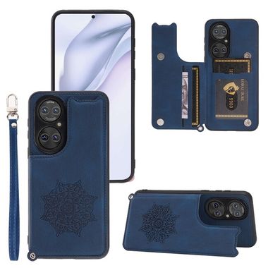 Kožený kryt MANDALA na Huawei P50 - Modrá