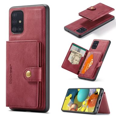 Kožený kryt na karty / JEEHOOD na Samsung Galaxy A51 5G - Červená