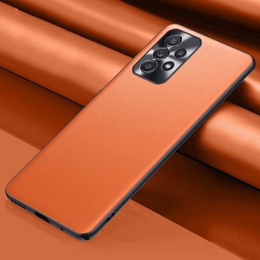 Kožený kryt Plain na Samsung Galaxy A73 5G - Oranžová