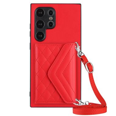 Kožený kryt Rhombic Bag na Samsung Galaxy S24 Ultra 5G - Červená