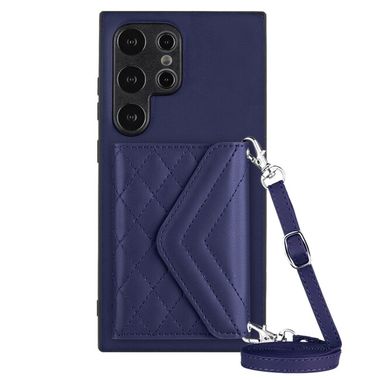 Kožený kryt Rhombic Bag na Samsung Galaxy S24 Ultra 5G - Tmavo fialová