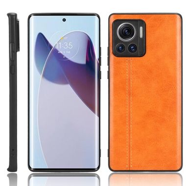Kožený kryt Sewing na Motorola Edge 30 Ultra - Oranžová