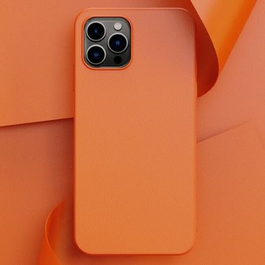 Kožený kryt SKIN na iPhone 14 Pro - Oranžová