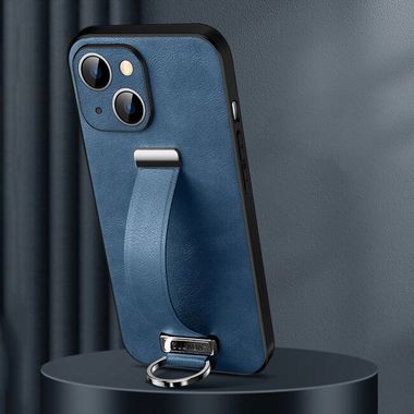 Kožený kryt SULADA Tide na iPhone 15 - Modrá