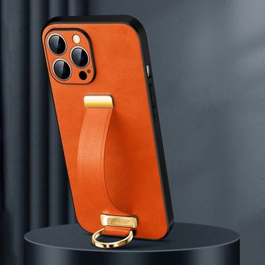 Kožený kryt SULADA Tide na iPhone 15 Pro - Oranžová