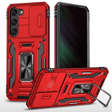Kryt Folding Magnetic Holder Armor na Samsung Galaxy S24 Plus 5G - Červená