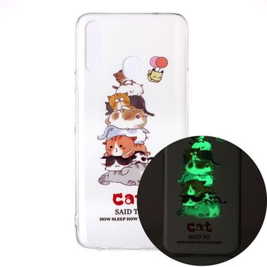 Luminous TPU Soft Protective Case (Kočky) Pre Samsung Galaxy A20s