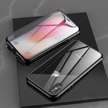 Magnetic Metal puzdro na iPhone X / XS -Čierna