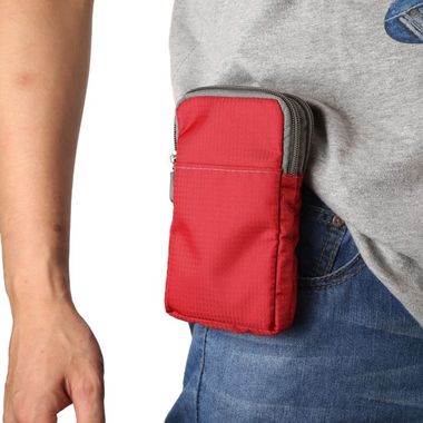 Multifunkčná športová taška na 6.9 mobil s putkom na opasok- červená