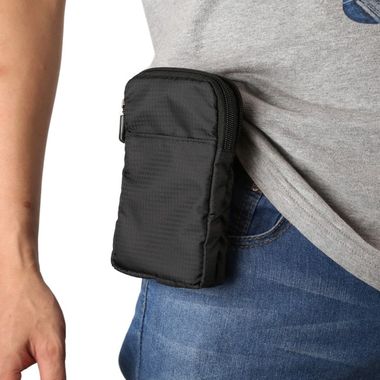 Multifunkčná športová taška na 6.9 mobil s putkom na opasok- čierna
