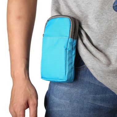 Multifunkčná športová taška na 6.9 mobil s putkom na opasok- Svetlomodrá