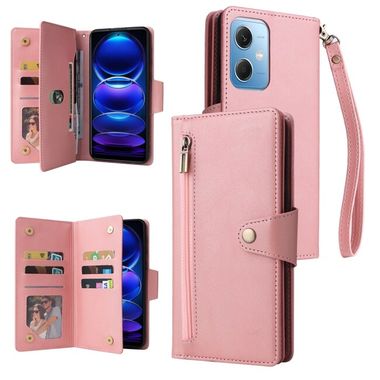 Multifunkčné peňaženkové puzdro BUCKLE na váš Xiaomi Redmi Note 12 5G - Ružovozlatá