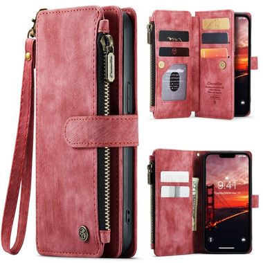 Multifunkčné peňaženkové puzdro CASEME C30 na iPhone 15 - Červená