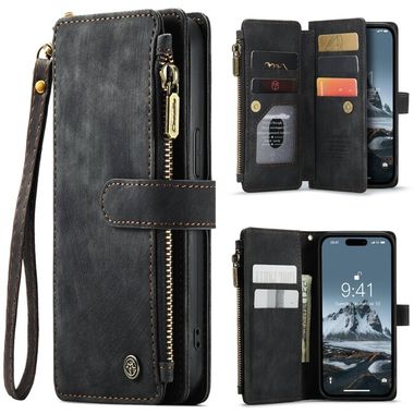 Multifunkčné peňaženkové puzdro CASEME C30 na iPhone 15 Pro - Čierna