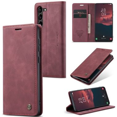 Multifunkčné peňaženkové puzdro CaseMe Flip na Samsung Galaxy S24 5G - Vínovo červená