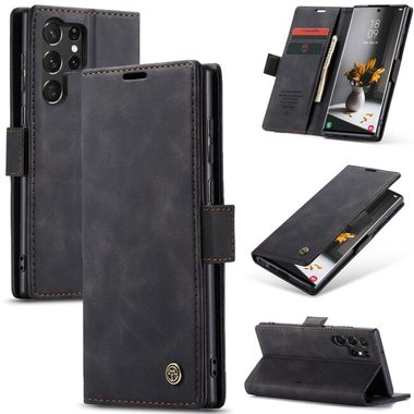 Multifunkčné peňaženkové puzdro CaseMe Flip na Samsung Galaxy S24 Ultra 5G - Čierna