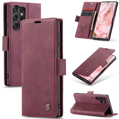Multifunkčné peňaženkové puzdro CaseMe Flip na Samsung Galaxy S24 Ultra 5G - Vínovo červená